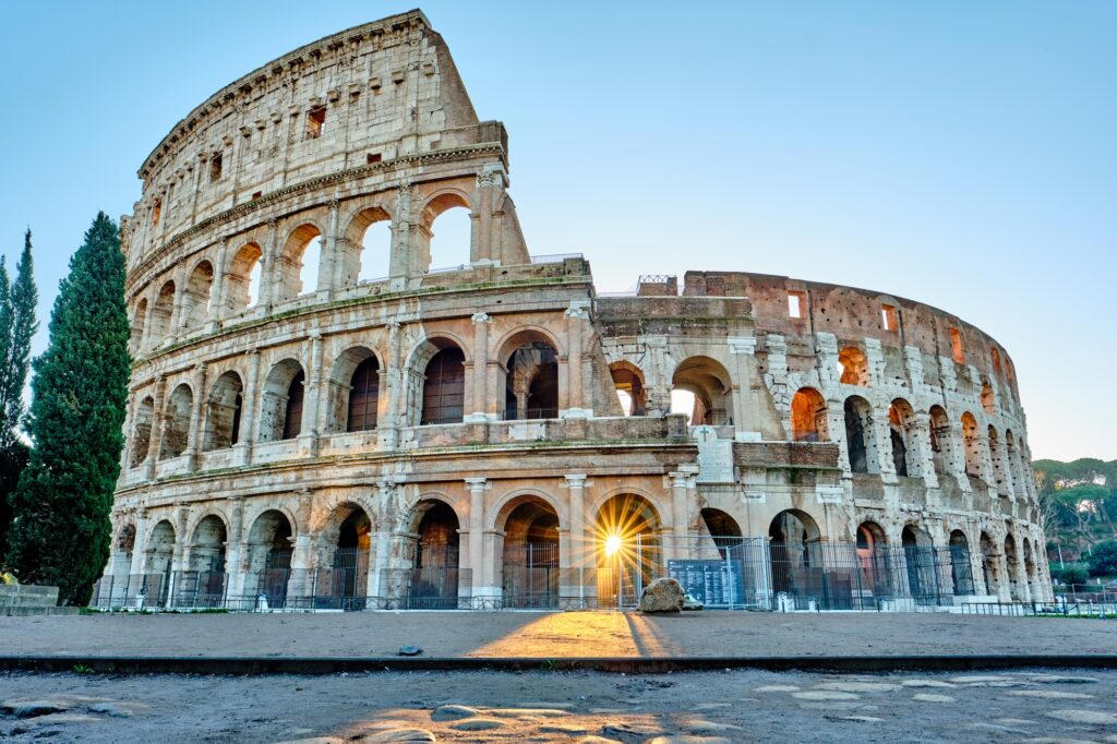 Colosseum at sunrise in Rome
